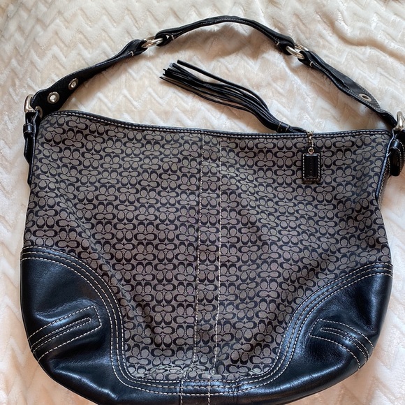 Coach hobo shoulder bag. Black/gray - Picture 6 of 10